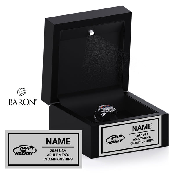 USA Hockey Adult Men's and Women's National Championship 2026 Black LED Ring Box