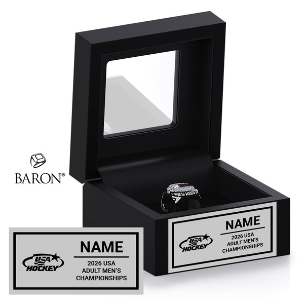 USA Hockey Adult Men's and Women's National Championship 2026 Black Window Ring Box
