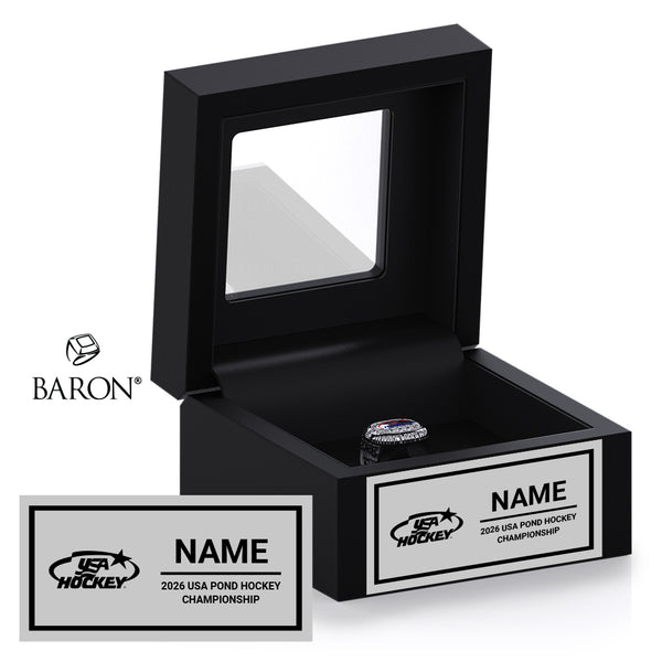 USA Hockey Pond Hockey Championship 2026 Championship Black Window Ring Box