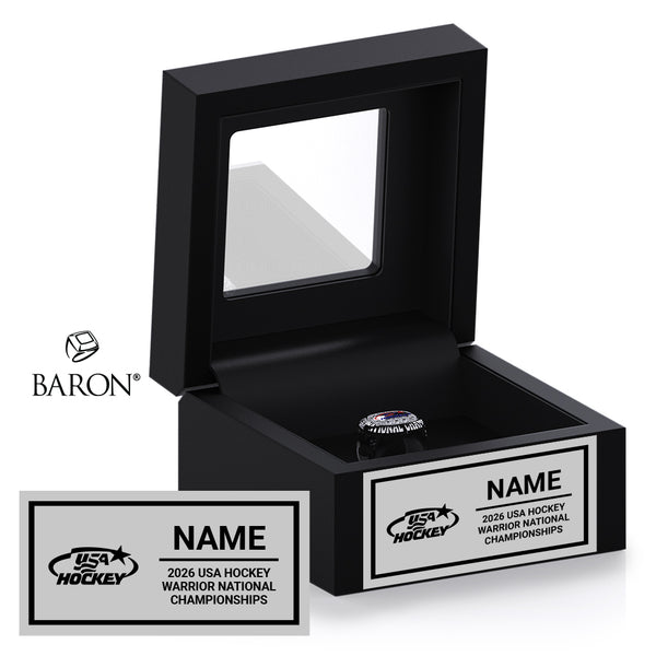 USA Hockey Warrior National Championship 2026 Black Window Ring Box