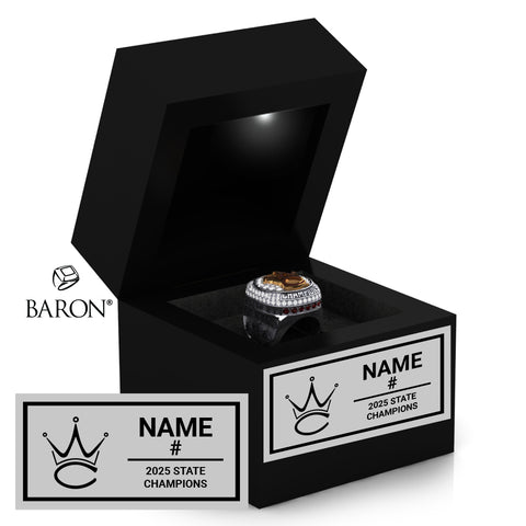 Western Christian High School Boys Basketball 2025 State Championship Black LED Ring Box