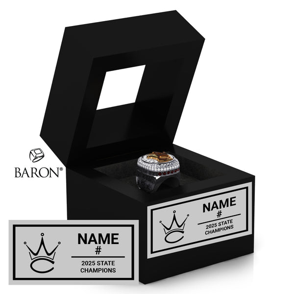 Western Christian High School Boys Basketball 2025 State Championship Black Window Ring Box