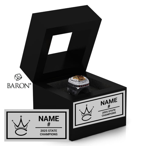 Western Christian High School Boys Basketball 2025 State Championship Black Window Ring Box