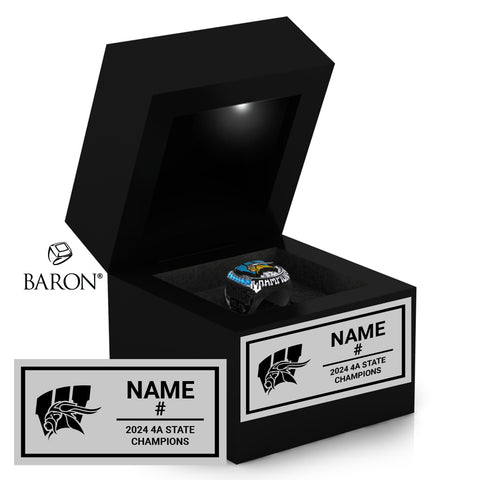 Whitman High School Wrestling 2024 Championship Black LED Ring Box