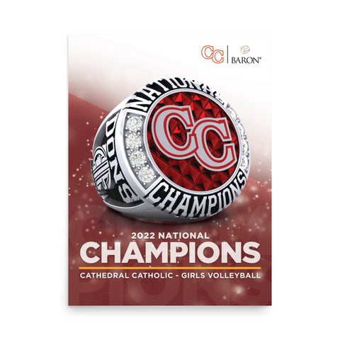 Cathedral Catholic Girls Volleyball 2022 Championship Poster - Design 1.4