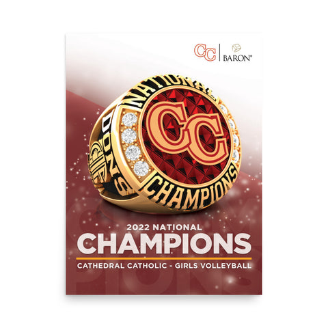 Cathedral Catholic Girls Volleyball 2022 Championship Poster - Design 1.5