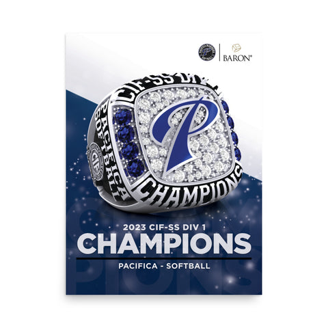Pacifica Softball 2023 Championship Poster