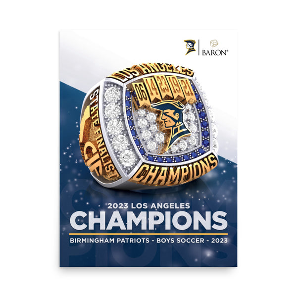 Birmingham Patriots Boys Soccer 2023 Championship Poster