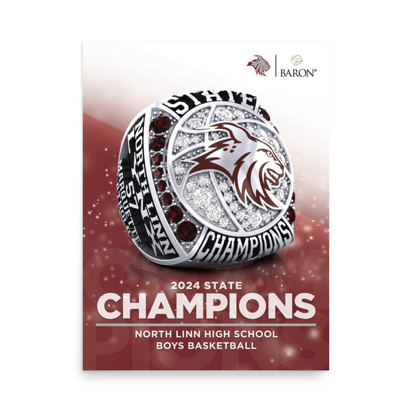 North Linn High School Boys Basketball 2024 Championship Poster (18 X 24)