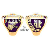 Bell High School Boys Basketball 2021 Championship Ring - Design 2.3.A (Upgrade - Diamond in Eagle Eye)