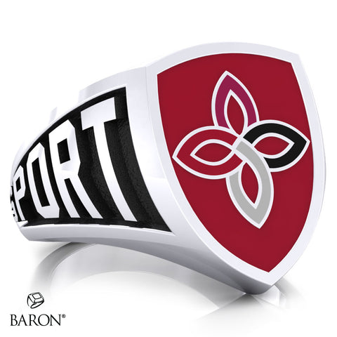 Carondelet Cougars Athletic Shield Signet Class Ring (Durlium, Sterling Silver, 10kt White Gold) - Design 3.1