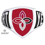 Carondelet Cougars Athletic Shield Signet Class Ring (Durlium, Sterling Silver, 10kt White Gold) - Design 3.1