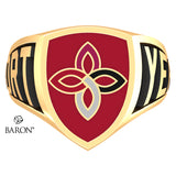 Carondelet Cougars Athletic Shield Signet Class Ring (Gold Durlium, 10kt Yellow Gold) - Design 3.2