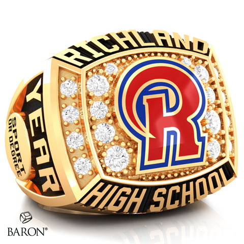 Richland High School  University Athletic Ring - 800 Series (Gold Durilium/10KT Yellow Gold) - Design 1.2