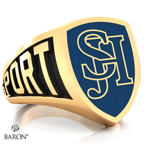 San Juan Hills Athletic Shield Signet Class Ring (Gold Durlium, 10kt Yellow Gold) - Design 3.2