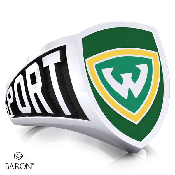 Wayne State University Athletic Shield Signet Class Ring (Durlium, Sterling Silver, 10kt White Gold) - Design 3.1