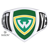 Wayne State University Athletic Shield Signet Class Ring (Durlium, Sterling Silver, 10kt White Gold) - Design 3.1