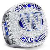 Winnipeg Blue Bombers -1990 Grey Cup Commemorative Ring - Design 1.10A (Durilium / 6KT White Gold / 10KT White Gold)