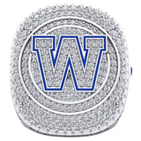 Winnipeg Blue Bombers Alumni 30th Anniversary 1988 Grey Cup Celebration Ring - Design 2.6(Durilium / 6KT White Gold / 10KT White Gold) *BALANCE