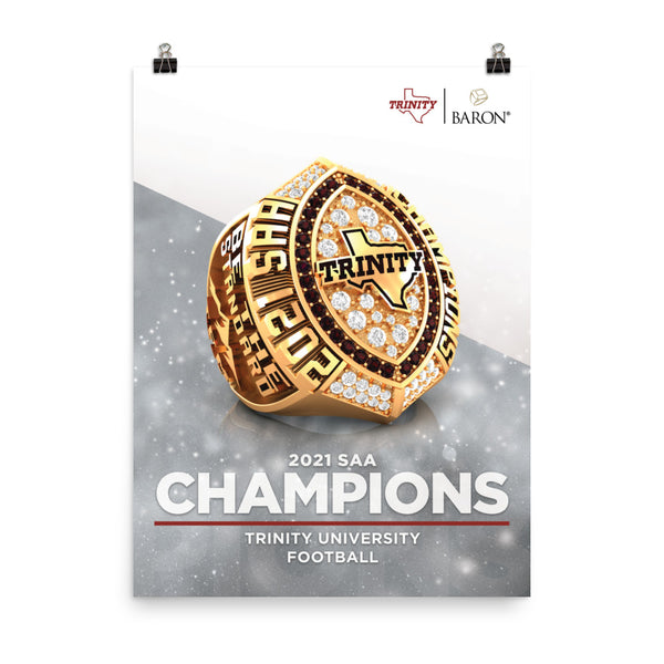 Trinity University Football 2021 Championship Poster (2.3 Gold Ring)