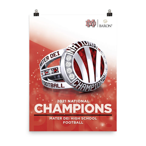 Mater Dei High School Football 2021 Tier 2 Championship Poster (Design 7.1)