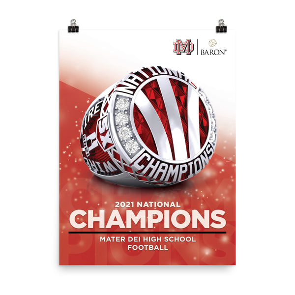 Mater Dei High School Football 2021 Tier 2 Championship Poster (Design 8.6)