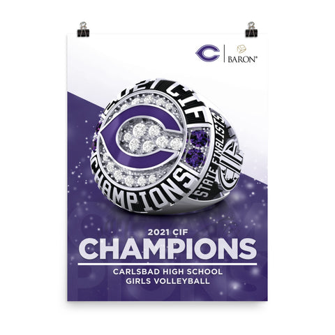 Carlsbad High School Girls Volleyball CIF 2021 Championship Poster