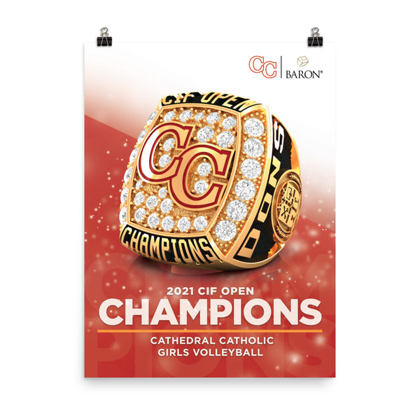 Cathedral Catholic Girls Volleyball 2021 Championship Poster (Design 1.12 - Gold Durilium)