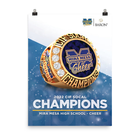 Mira Mesa High School Cheer 2022 Championship Poster (Design 3.3 - Gold Ring)