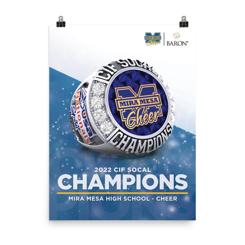 Mira Mesa High School Cheer 2022 Championship Poster (Design 3.4 - Silver Ring)