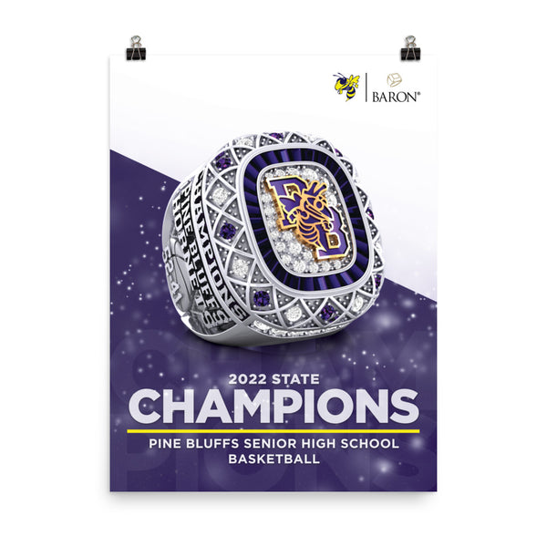 Pine Bluffs Senior High School Basketball 2022 Championship Poster