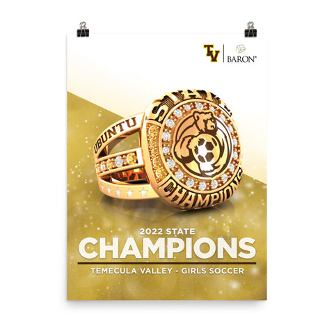 Temecula Valley Girls Soccer 2022 Championship Poster (2022 State Champions | Design 1.3)