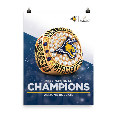 Arizona Bobcats Hockey 2022 Championship Poster (Design 1.4 - Gold Durilium Ring)