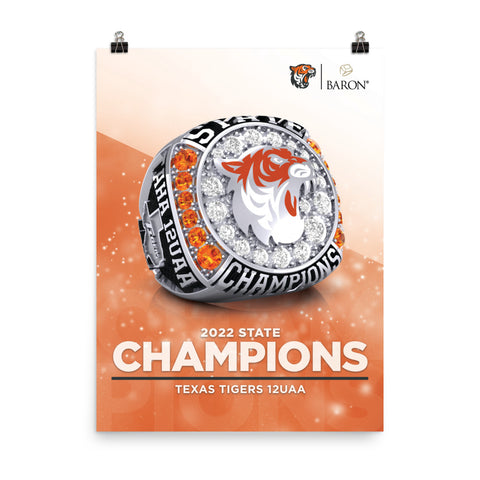 Texas Tigers 12UAA Hockey 2022 Championship Poster (Design 2.3 - Durilium)