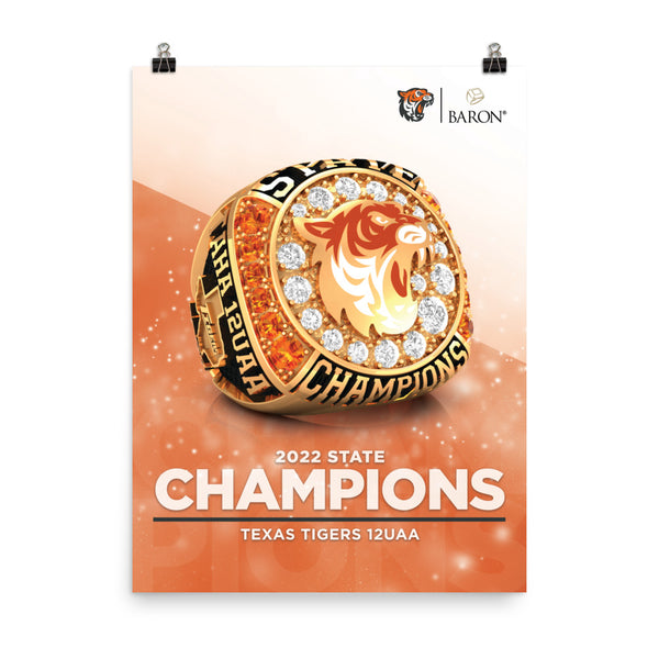 Texas Tigers 12UAA Hockey 2022 Championship Poster (Design 2.4 - Gold Durilium)
