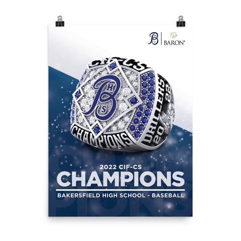 Bakersfield High School Baseball 2022 Championship Poster