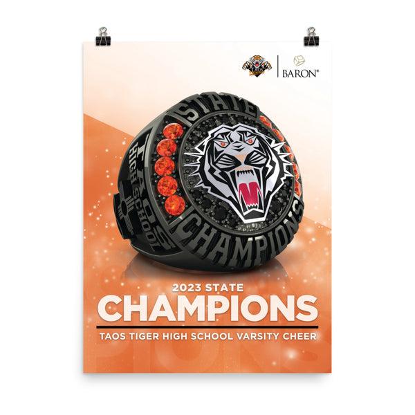 Taos Tiger High School Varsity Cheer 2023 Championship Poster