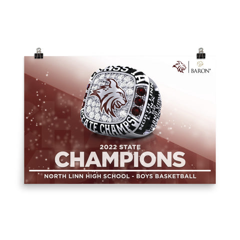 North Linn High School Boys Basketball 2022 Championship Poster (24 x 36 Landscape)